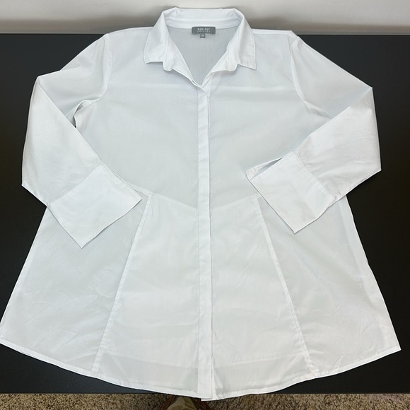 Habitat The One White Button Front Tunic Shirt S 3/4 Sleeves A-Line Pockets - Picture 15 of 15